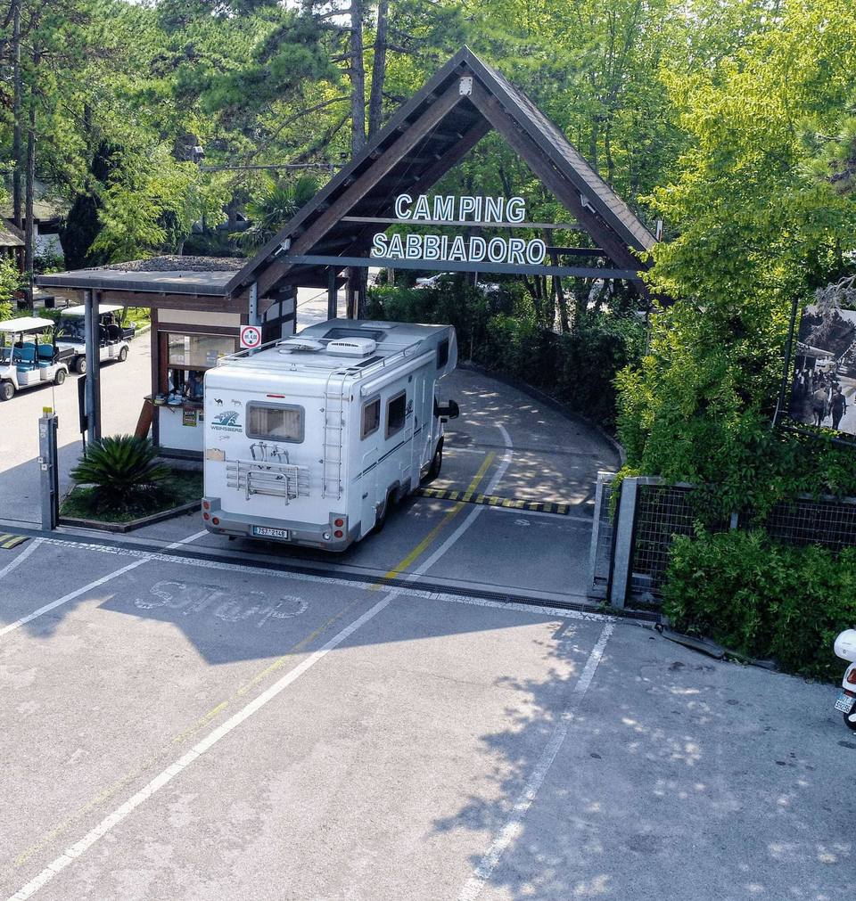 L'ingresso del Camping Sabbiadoro a Lignano Sabbiadoro